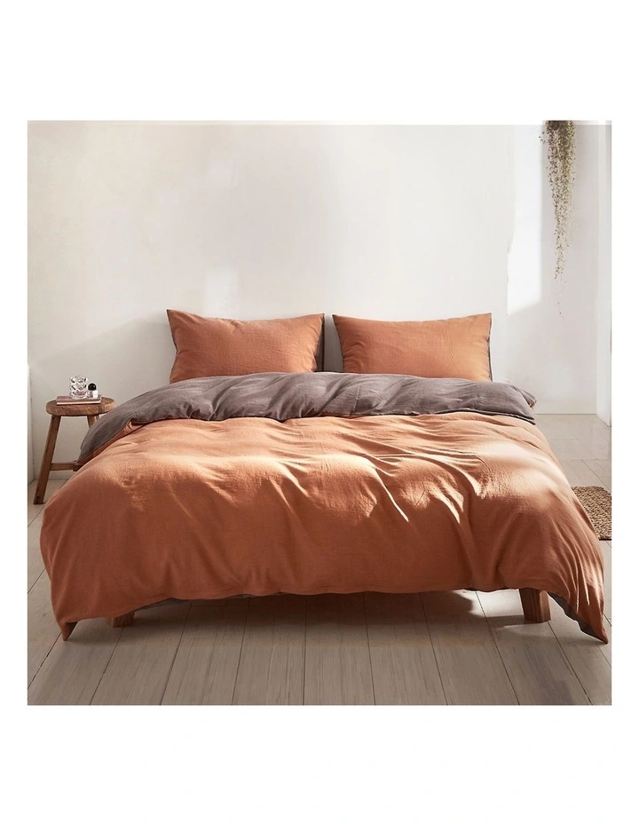 Cosy Club Cotton Single Quilt Cover Set In Orange/Brown 3 Cosy Club Cotton Single Quilt Cover Set In Orange/Brown