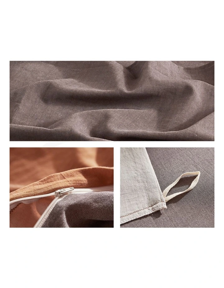 Cosy Club Cotton Single Quilt Cover Set In Orange/Brown 7 Cosy Club Cotton Single Quilt Cover Set In Orange/Brown - Image 5