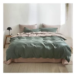 Cosy Club Cotton Single Quilt Cover Set In Green/Beige