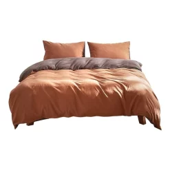 Alternative view of Cosy Club Cotton Queen Quilt Cover Set In Orange/Brown