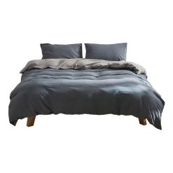 Alternative view of Cosy Club Cotton Duvet King Quilt Cover Set In Dark Grey