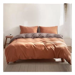Cosy Club Cotton Duvet Double Quilt Cover Set In Orange/Brown