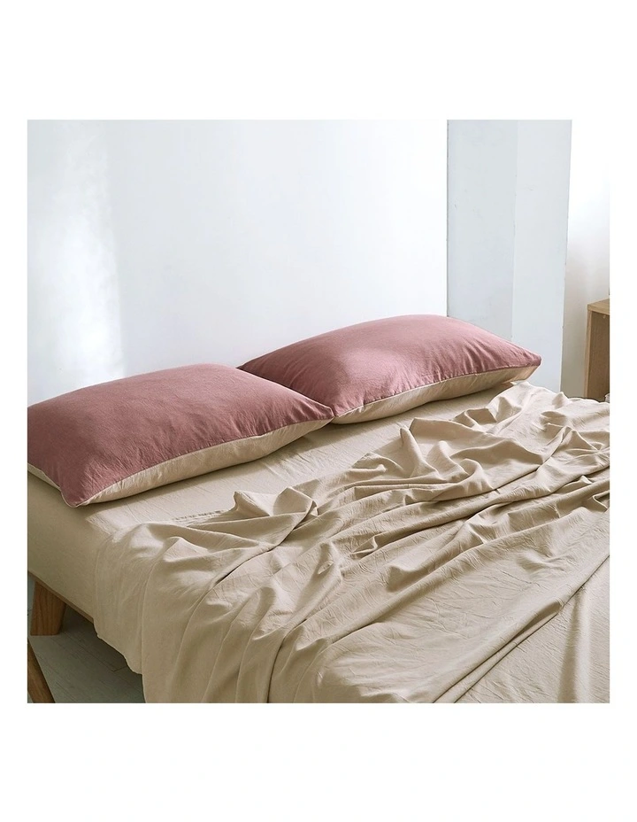 Cosy Club Cotton King Sheet Set In Vanilla Rhubarb 3 Cosy Club Cotton King Sheet Set In Vanilla Rhubarb