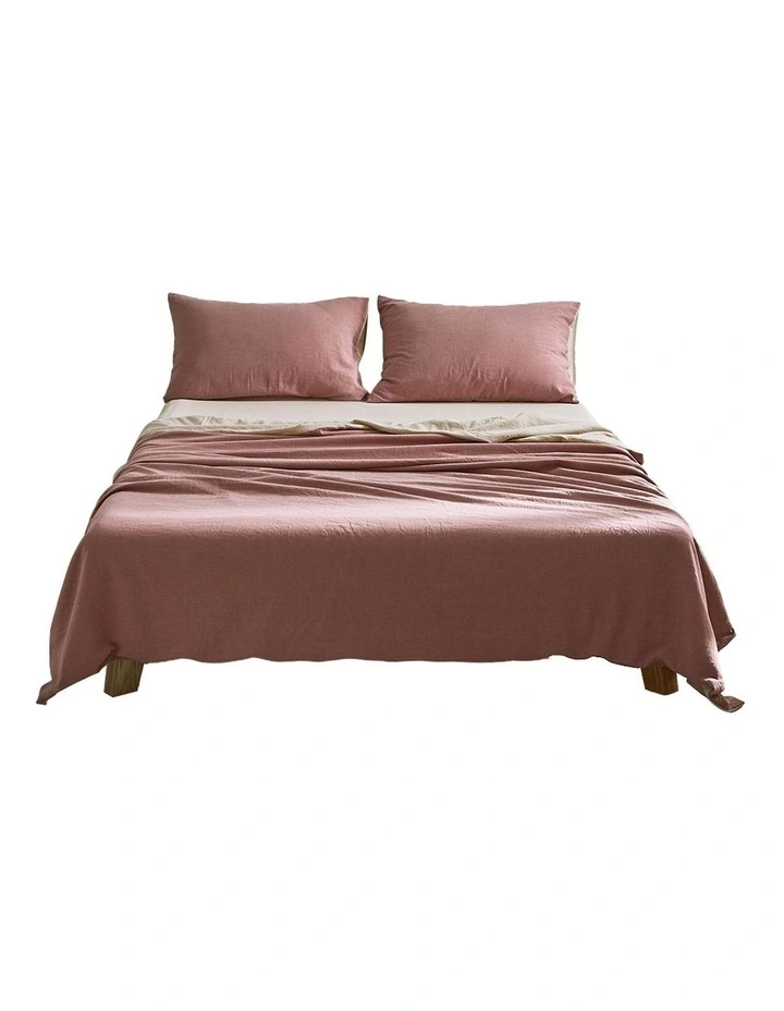 Cosy Club Cotton King Sheet Set In Vanilla Rhubarb 4 Cosy Club Cotton King Sheet Set In Vanilla Rhubarb - Image 2