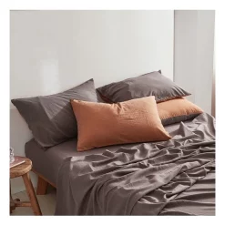 Cosy Club Cotton King Sheet Set In Orange/Brown