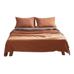 Alternative view of Cosy Club Cotton King Sheet Set In Orange/Brown