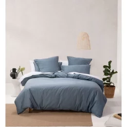 Linen House Nara 400TC Bamboo Cotton Quilt Cover Set Bluestone