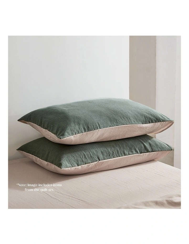 Cosy Club Cotton King Sheet Set In Green/Beige 6 Cosy Club Cotton King Sheet Set In Green/Beige - Image 4