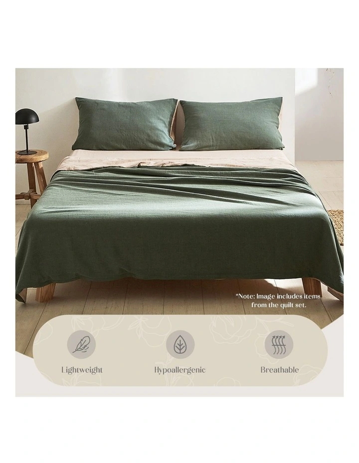 Cosy Club Cotton King Sheet Set In Green/Beige 7 Cosy Club Cotton King Sheet Set In Green/Beige - Image 5