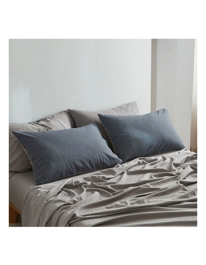 Cosy Club Cotton King Sheet Set In Blue/Dark Grey 3 Cosy Club Cotton King Sheet Set In Blue/Dark Grey