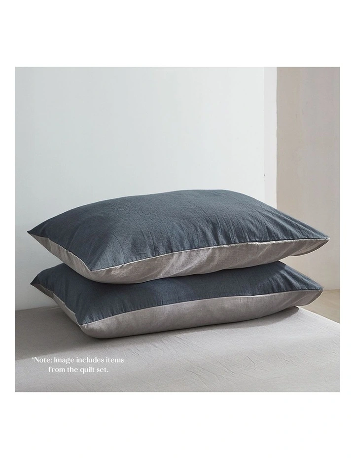 Cosy Club Cotton King Sheet Set In Blue/Dark Grey 6 Cosy Club Cotton King Sheet Set In Blue/Dark Grey - Image 4