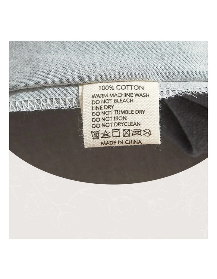 Cosy Club Cotton King Sheet Set In Blue/Dark Grey 8 Cosy Club Cotton King Sheet Set In Blue/Dark Grey - Image 6