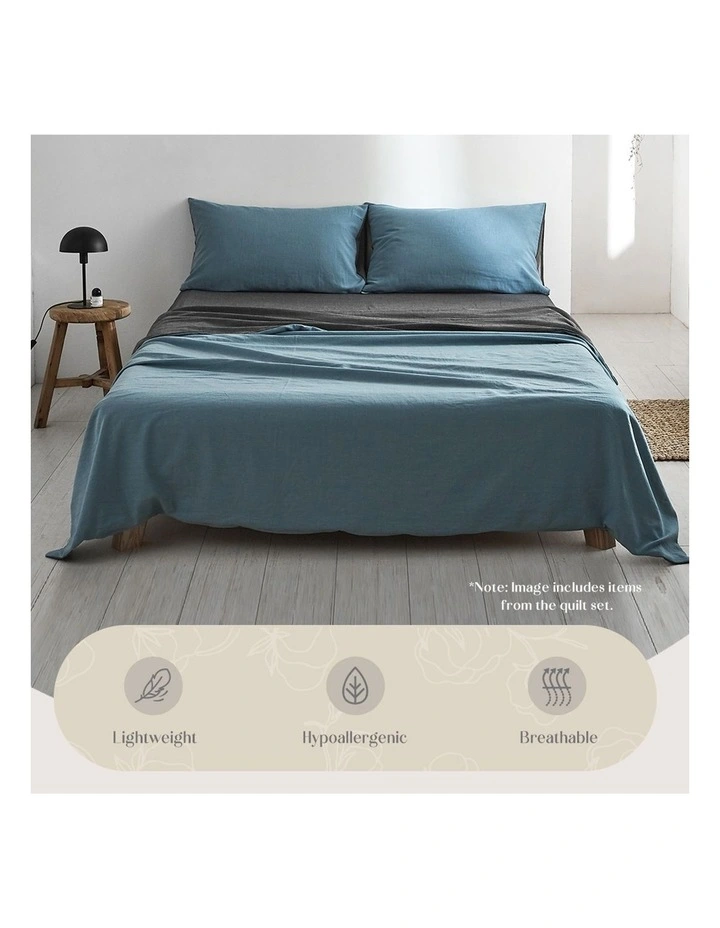 Cosy Club Cotton King Sheet Set In Blue/Dark Blue 7 Cosy Club Cotton King Sheet Set In Blue/Dark Blue - Image 5