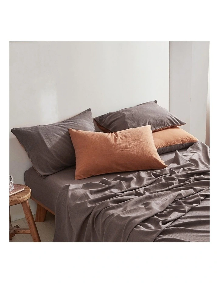 Cosy Club Cotton Double Sheet Set In Orange/Brown 3 Cosy Club Cotton Double Sheet Set In Orange/Brown