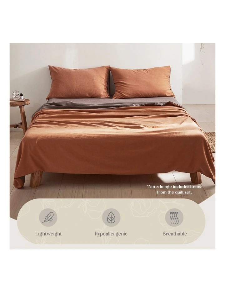 Cosy Club Cotton Double Sheet Set In Orange/Brown 7 Cosy Club Cotton Double Sheet Set In Orange/Brown - Image 5